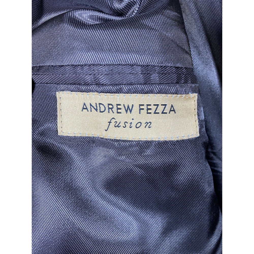 Andrew Fezza Fusion Mens Tan Brown Micro Check 3 Button Blazer Sport Coat 42L - Picture 8 of 11